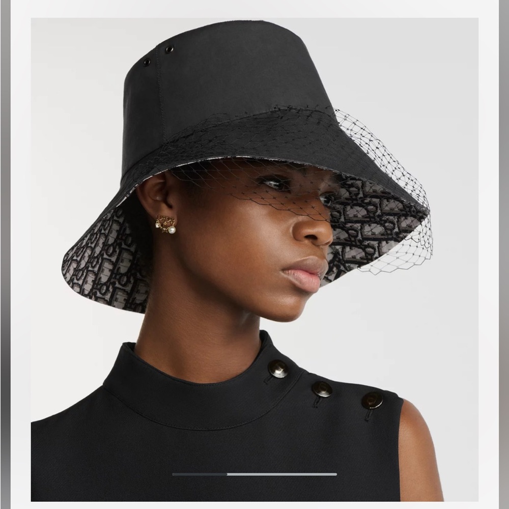 Christian Dior Teddy-D Large Brim Bucket Hat with Veil